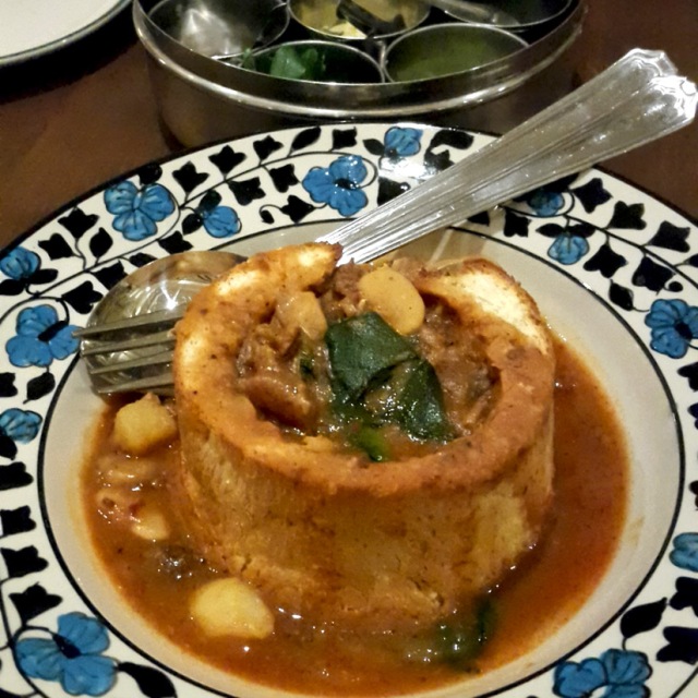 Choriz “Bunny" Pao - Goan sausage and broad beans stew with pui saag The Bombay Canteen, Mumbai