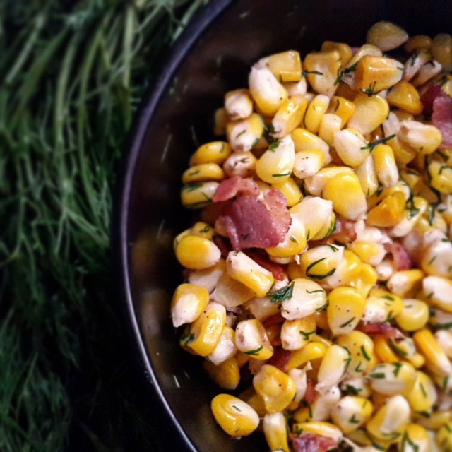 Corn Salad with dill and bacon